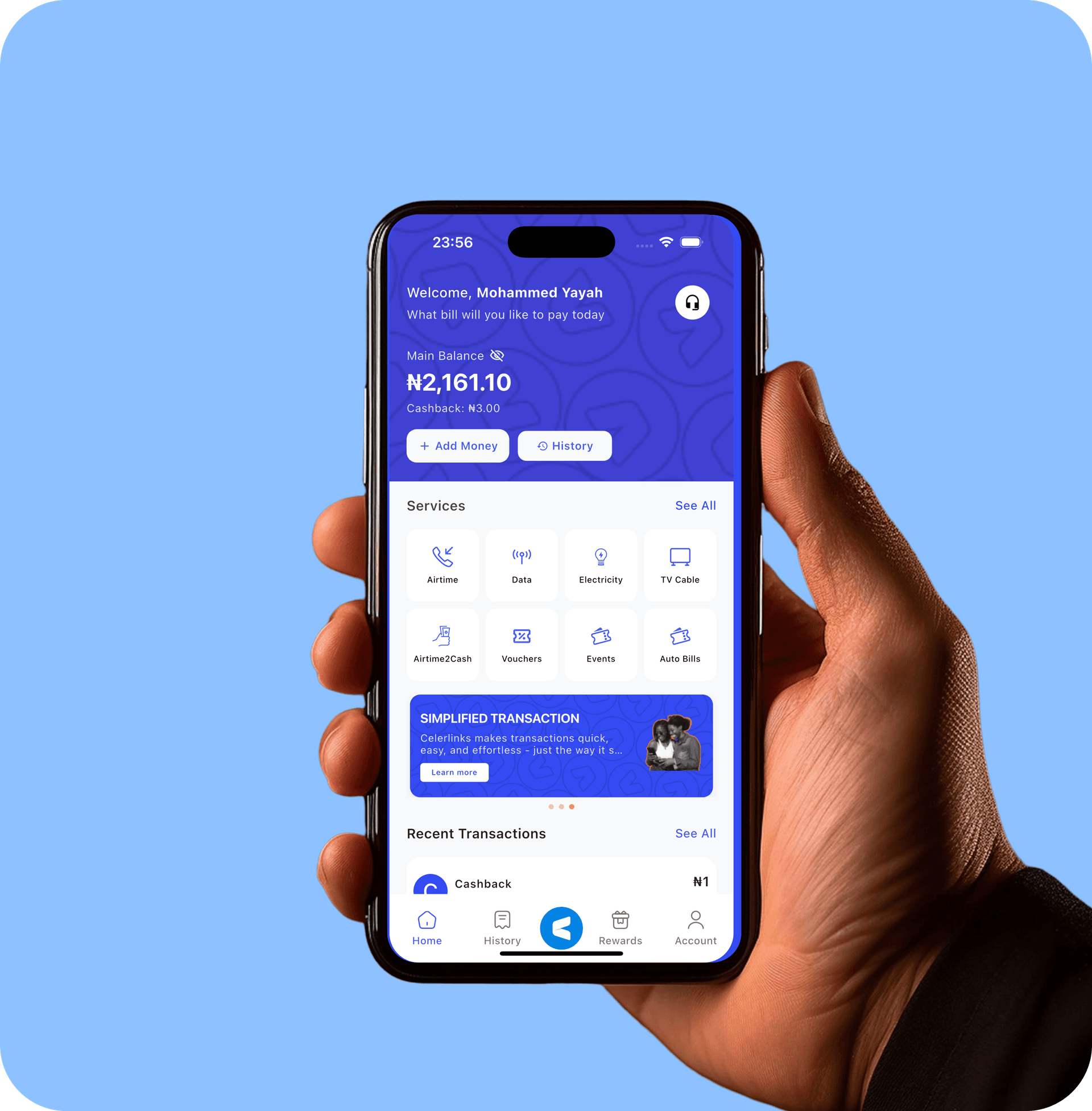Celerlinks app dashboard